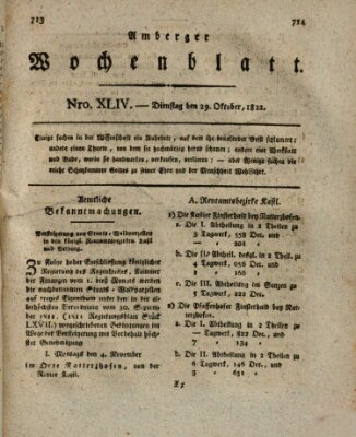 Amberger Wochenblatt (Oberpfälzisches Wochenblat) Dienstag 29. Oktober 1822
