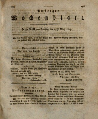 Amberger Wochenblatt (Oberpfälzisches Wochenblat) Dienstag 25. März 1823