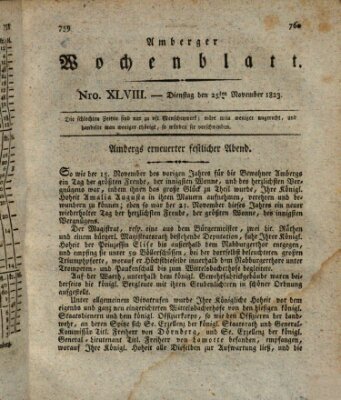 Amberger Wochenblatt (Oberpfälzisches Wochenblat) Dienstag 25. November 1823