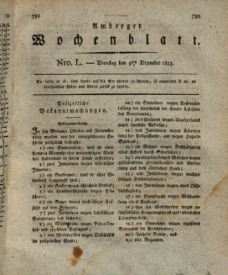 Amberger Wochenblatt (Oberpfälzisches Wochenblat) Dienstag 9. Dezember 1823
