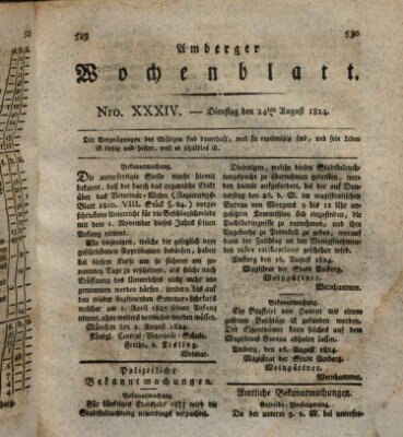 Amberger Wochenblatt (Oberpfälzisches Wochenblat) Dienstag 24. August 1824