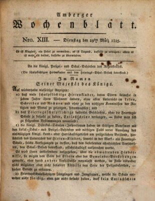Amberger Wochenblatt (Oberpfälzisches Wochenblat) Dienstag 29. März 1825