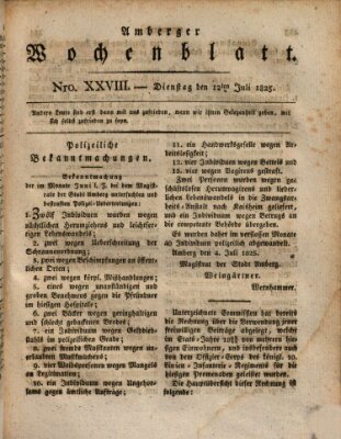 Amberger Wochenblatt (Oberpfälzisches Wochenblat) Dienstag 12. Juli 1825