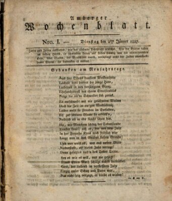 Amberger Wochenblatt (Oberpfälzisches Wochenblat) Dienstag 2. Januar 1827