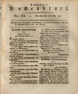 Amberger Wochenblatt (Oberpfälzisches Wochenblat) Dienstag 15. Mai 1827