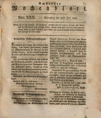 Amberger Wochenblatt (Oberpfälzisches Wochenblat) Dienstag 22. Juli 1828