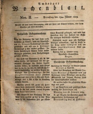 Amberger Wochenblatt (Oberpfälzisches Wochenblat) Dienstag 13. Januar 1829