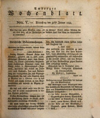 Amberger Wochenblatt (Oberpfälzisches Wochenblat) Dienstag 31. Januar 1832