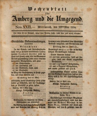 Amberger Wochenblatt (Oberpfälzisches Wochenblat) Mittwoch 28. Mai 1834