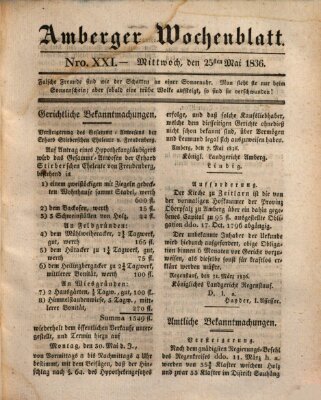 Amberger Wochenblatt (Oberpfälzisches Wochenblat) Mittwoch 25. Mai 1836
