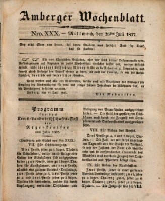 Amberger Wochenblatt (Oberpfälzisches Wochenblat) Mittwoch 26. Juli 1837