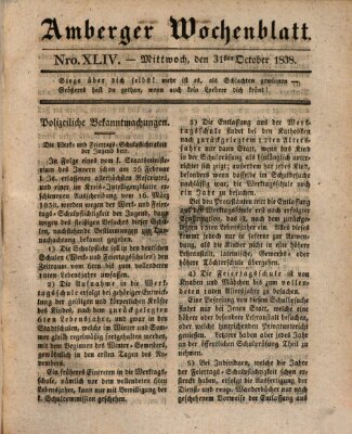Amberger Wochenblatt (Oberpfälzisches Wochenblat) Mittwoch 31. Oktober 1838