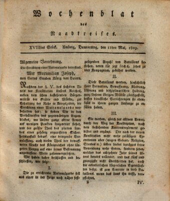Wochenblat des Naabkreises (Oberpfälzisches Wochenblat) Donnerstag 11. Mai 1809