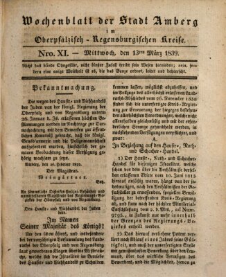 Wochenblatt der Stadt Amberg im Oberpfälzisch-Regensburgischen Kreise (Oberpfälzisches Wochenblat)