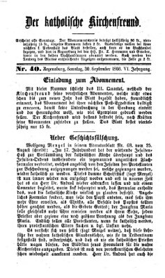 Der katholische Kirchenfreund (Der katholische Volksfreund) Sonntag 30. September 1866