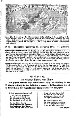 Der katholische Volksfreund Donnerstag 25. September 1873