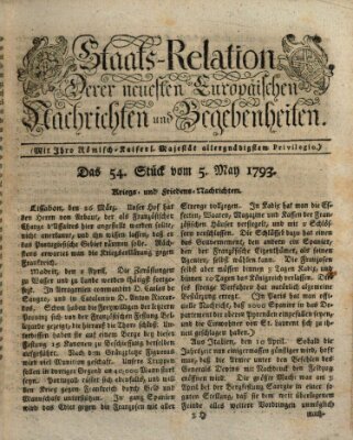 Staats-Relation der neuesten europäischen Nachrichten und Begebenheiten Sonntag 5. Mai 1793