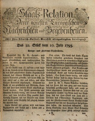 Staats-Relation der neuesten europäischen Nachrichten und Begebenheiten Mittwoch 10. Juli 1793