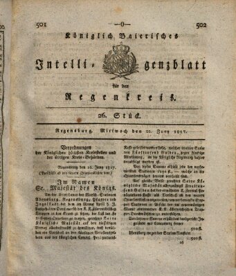 Königlich-baierisches Intelligenzblatt für den Regen-Kreis (Königlich bayerisches Intelligenzblatt für die Oberpfalz und von Regensburg) Mittwoch 25. Juni 1817