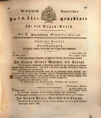 Königlich-baierisches Intelligenzblatt für den Regen-Kreis (Königlich bayerisches Intelligenzblatt für die Oberpfalz und von Regensburg) Mittwoch 25. Februar 1835