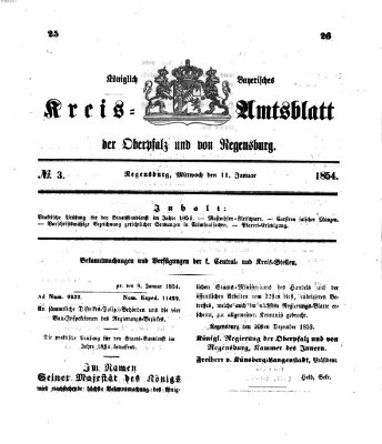 Königlich-bayerisches Kreis-Amtsblatt der Oberpfalz und von Regensburg (Königlich bayerisches Intelligenzblatt für die Oberpfalz und von Regensburg) Mittwoch 11. Januar 1854