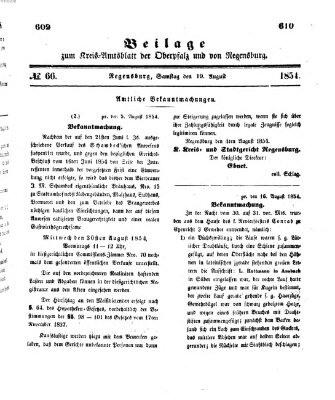 Königlich-bayerisches Kreis-Amtsblatt der Oberpfalz und von Regensburg (Königlich bayerisches Intelligenzblatt für die Oberpfalz und von Regensburg) Samstag 19. August 1854