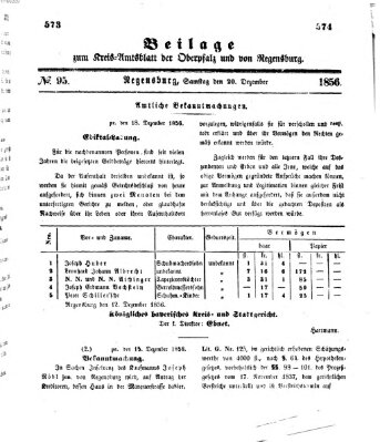 Königlich-bayerisches Kreis-Amtsblatt der Oberpfalz und von Regensburg (Königlich bayerisches Intelligenzblatt für die Oberpfalz und von Regensburg) Samstag 20. Dezember 1856
