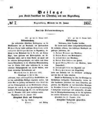 Königlich-bayerisches Kreis-Amtsblatt der Oberpfalz und von Regensburg (Königlich bayerisches Intelligenzblatt für die Oberpfalz und von Regensburg) Mittwoch 28. Januar 1857
