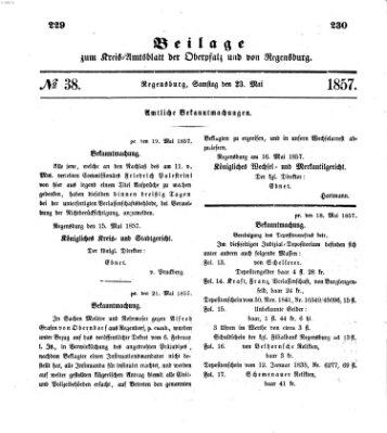 Königlich-bayerisches Kreis-Amtsblatt der Oberpfalz und von Regensburg (Königlich bayerisches Intelligenzblatt für die Oberpfalz und von Regensburg) Samstag 23. Mai 1857