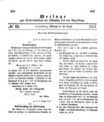 Königlich-bayerisches Kreis-Amtsblatt der Oberpfalz und von Regensburg (Königlich bayerisches Intelligenzblatt für die Oberpfalz und von Regensburg) Mittwoch 12. August 1857