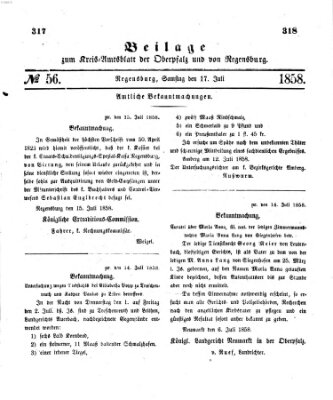 Königlich-bayerisches Kreis-Amtsblatt der Oberpfalz und von Regensburg (Königlich bayerisches Intelligenzblatt für die Oberpfalz und von Regensburg) Samstag 17. Juli 1858