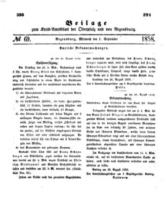 Königlich-bayerisches Kreis-Amtsblatt der Oberpfalz und von Regensburg (Königlich bayerisches Intelligenzblatt für die Oberpfalz und von Regensburg) Mittwoch 1. September 1858