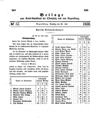 Königlich-bayerisches Kreis-Amtsblatt der Oberpfalz und von Regensburg (Königlich bayerisches Intelligenzblatt für die Oberpfalz und von Regensburg) Samstag 23. Juli 1859