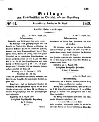 Königlich-bayerisches Kreis-Amtsblatt der Oberpfalz und von Regensburg (Königlich bayerisches Intelligenzblatt für die Oberpfalz und von Regensburg) Samstag 20. August 1859
