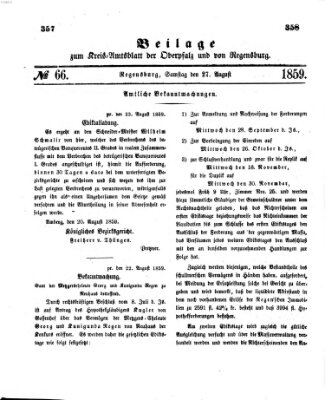 Königlich-bayerisches Kreis-Amtsblatt der Oberpfalz und von Regensburg (Königlich bayerisches Intelligenzblatt für die Oberpfalz und von Regensburg) Samstag 27. August 1859