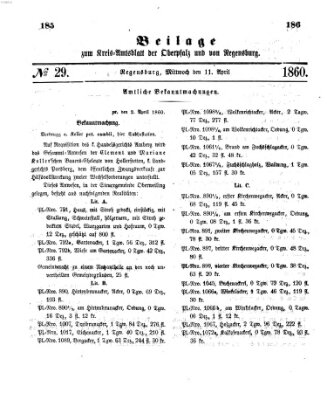 Königlich-bayerisches Kreis-Amtsblatt der Oberpfalz und von Regensburg (Königlich bayerisches Intelligenzblatt für die Oberpfalz und von Regensburg) Mittwoch 11. April 1860