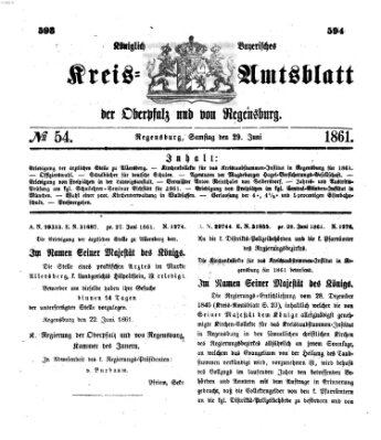 Königlich-bayerisches Kreis-Amtsblatt der Oberpfalz und von Regensburg (Königlich bayerisches Intelligenzblatt für die Oberpfalz und von Regensburg) Samstag 29. Juni 1861