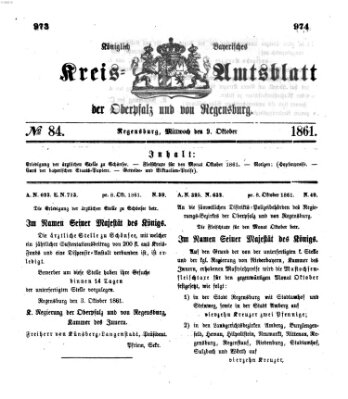 Königlich-bayerisches Kreis-Amtsblatt der Oberpfalz und von Regensburg (Königlich bayerisches Intelligenzblatt für die Oberpfalz und von Regensburg) Mittwoch 9. Oktober 1861