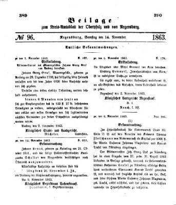 Königlich-bayerisches Kreis-Amtsblatt der Oberpfalz und von Regensburg (Königlich bayerisches Intelligenzblatt für die Oberpfalz und von Regensburg) Samstag 14. November 1863