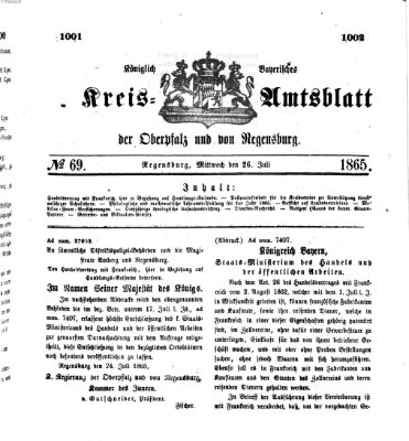Königlich-bayerisches Kreis-Amtsblatt der Oberpfalz und von Regensburg (Königlich bayerisches Intelligenzblatt für die Oberpfalz und von Regensburg) Mittwoch 26. Juli 1865