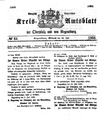 Königlich-bayerisches Kreis-Amtsblatt der Oberpfalz und von Regensburg (Königlich bayerisches Intelligenzblatt für die Oberpfalz und von Regensburg) Mittwoch 18. Juli 1866