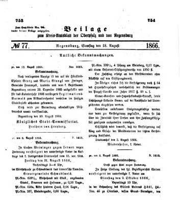 Königlich-bayerisches Kreis-Amtsblatt der Oberpfalz und von Regensburg (Königlich bayerisches Intelligenzblatt für die Oberpfalz und von Regensburg)