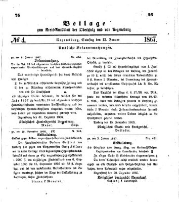 Königlich-bayerisches Kreis-Amtsblatt der Oberpfalz und von Regensburg (Königlich bayerisches Intelligenzblatt für die Oberpfalz und von Regensburg) Samstag 12. Januar 1867