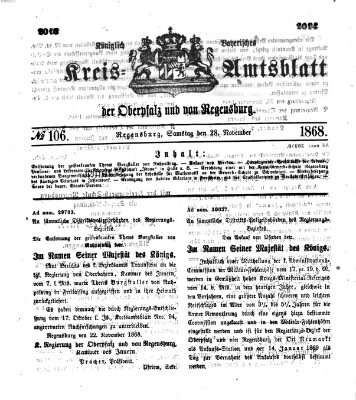 Königlich-bayerisches Kreis-Amtsblatt der Oberpfalz und von Regensburg (Königlich bayerisches Intelligenzblatt für die Oberpfalz und von Regensburg) Samstag 28. November 1868
