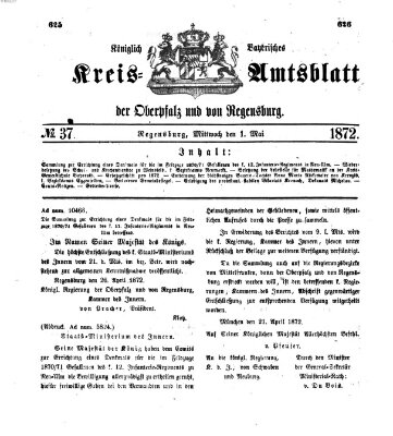 Königlich-bayerisches Kreis-Amtsblatt der Oberpfalz und von Regensburg (Königlich bayerisches Intelligenzblatt für die Oberpfalz und von Regensburg) Mittwoch 1. Mai 1872