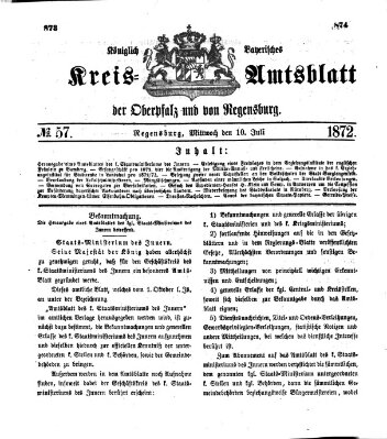 Königlich-bayerisches Kreis-Amtsblatt der Oberpfalz und von Regensburg (Königlich bayerisches Intelligenzblatt für die Oberpfalz und von Regensburg) Mittwoch 10. Juli 1872
