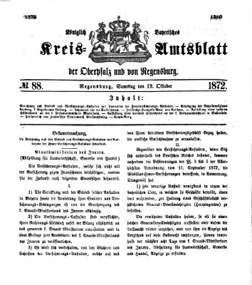 Königlich-bayerisches Kreis-Amtsblatt der Oberpfalz und von Regensburg (Königlich bayerisches Intelligenzblatt für die Oberpfalz und von Regensburg) Samstag 19. Oktober 1872