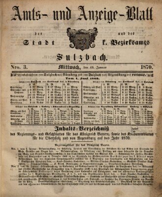 Amts- und Anzeigeblatt der Stadt und des K. Bezirksamts Sulzbach (Sulzbacher Wochenblatt) Mittwoch 19. Januar 1870