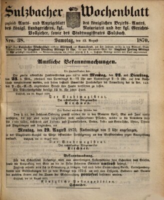 Sulzbacher Wochenblatt Samstag 13. August 1870