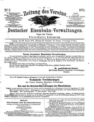 Zeitung des Vereins Deutscher Eisenbahnverwaltungen (Eisenbahn-Zeitung) Mittwoch 28. Januar 1874
